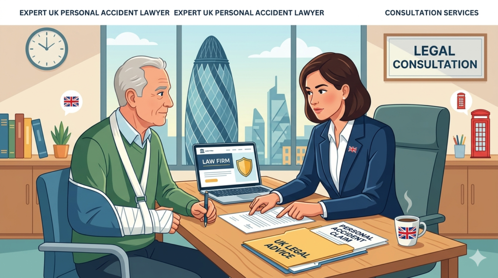 personal accident lawyer consulting a client in the UK